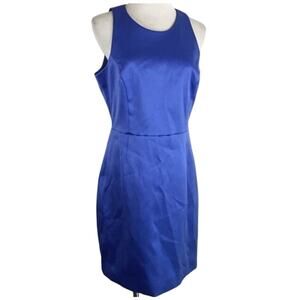 Banana Republic cobalt blue sheath dress 16 lined back zip slit